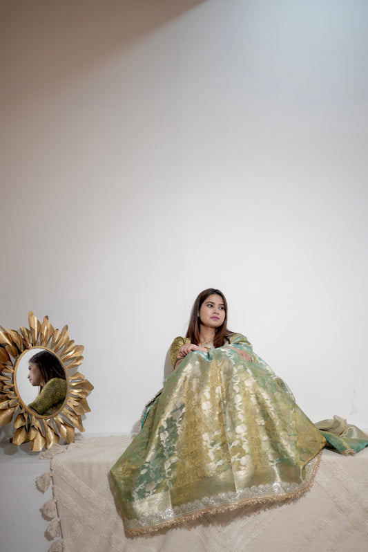 Maharani Green Brocade Elegance Saree