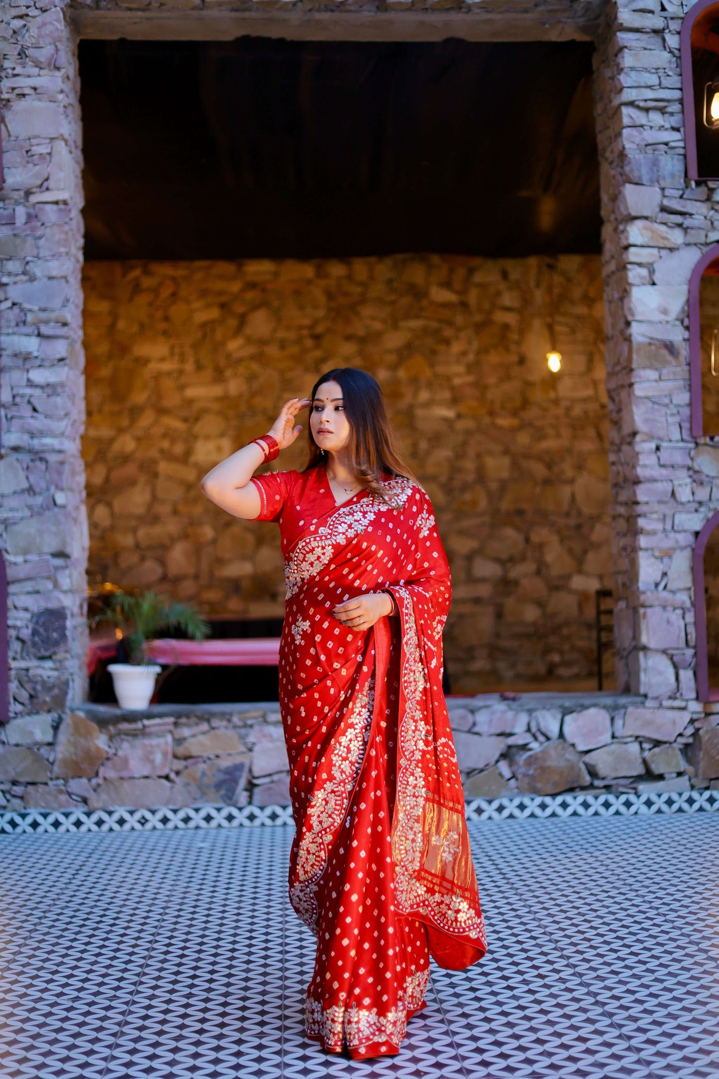 Sindoor Saaj – Karwa Chauth Special Designer Saree in Crimson Red