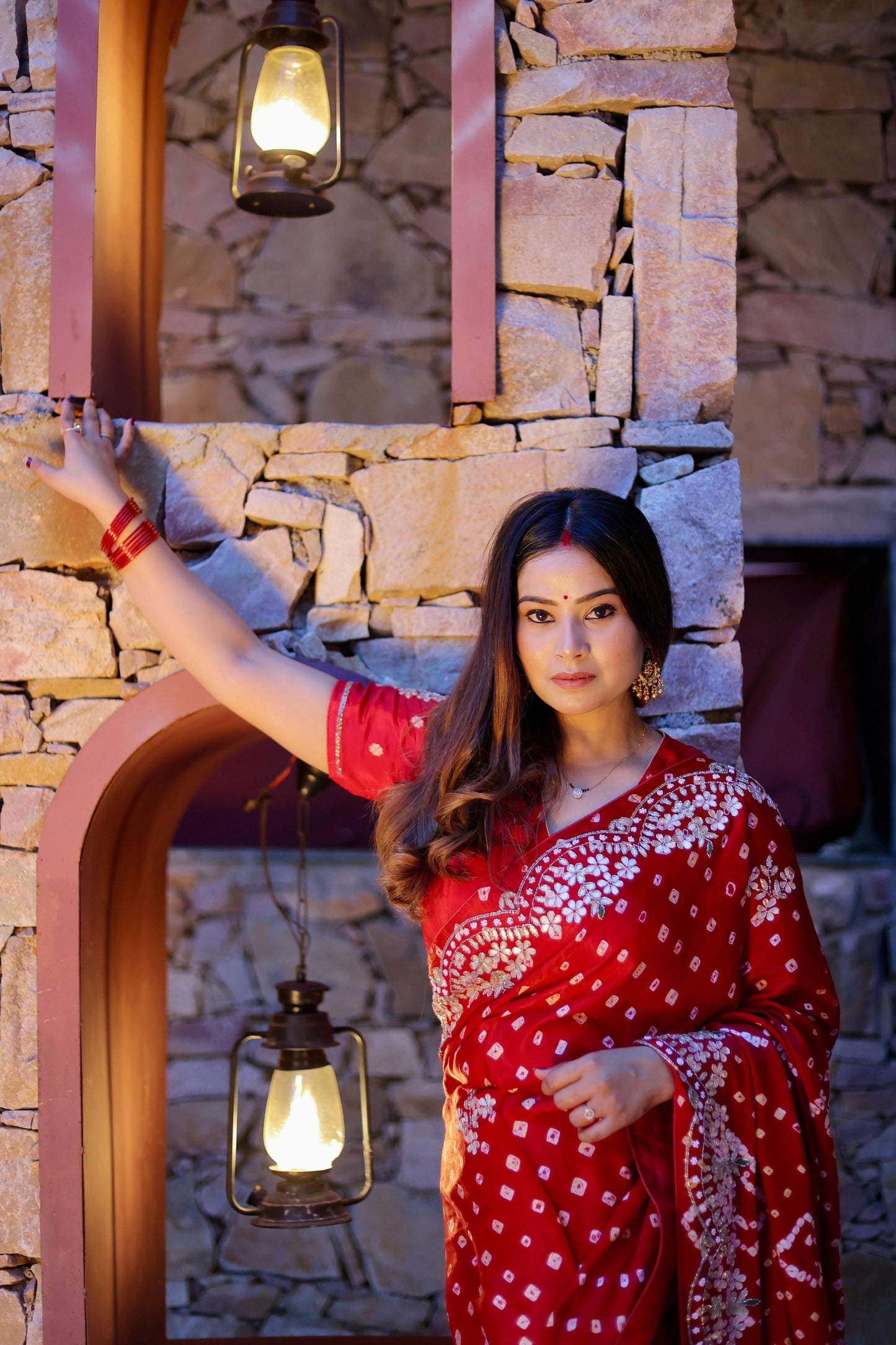 Sindoor Saaj – Karwa Chauth Special Designer Saree in Crimson Red