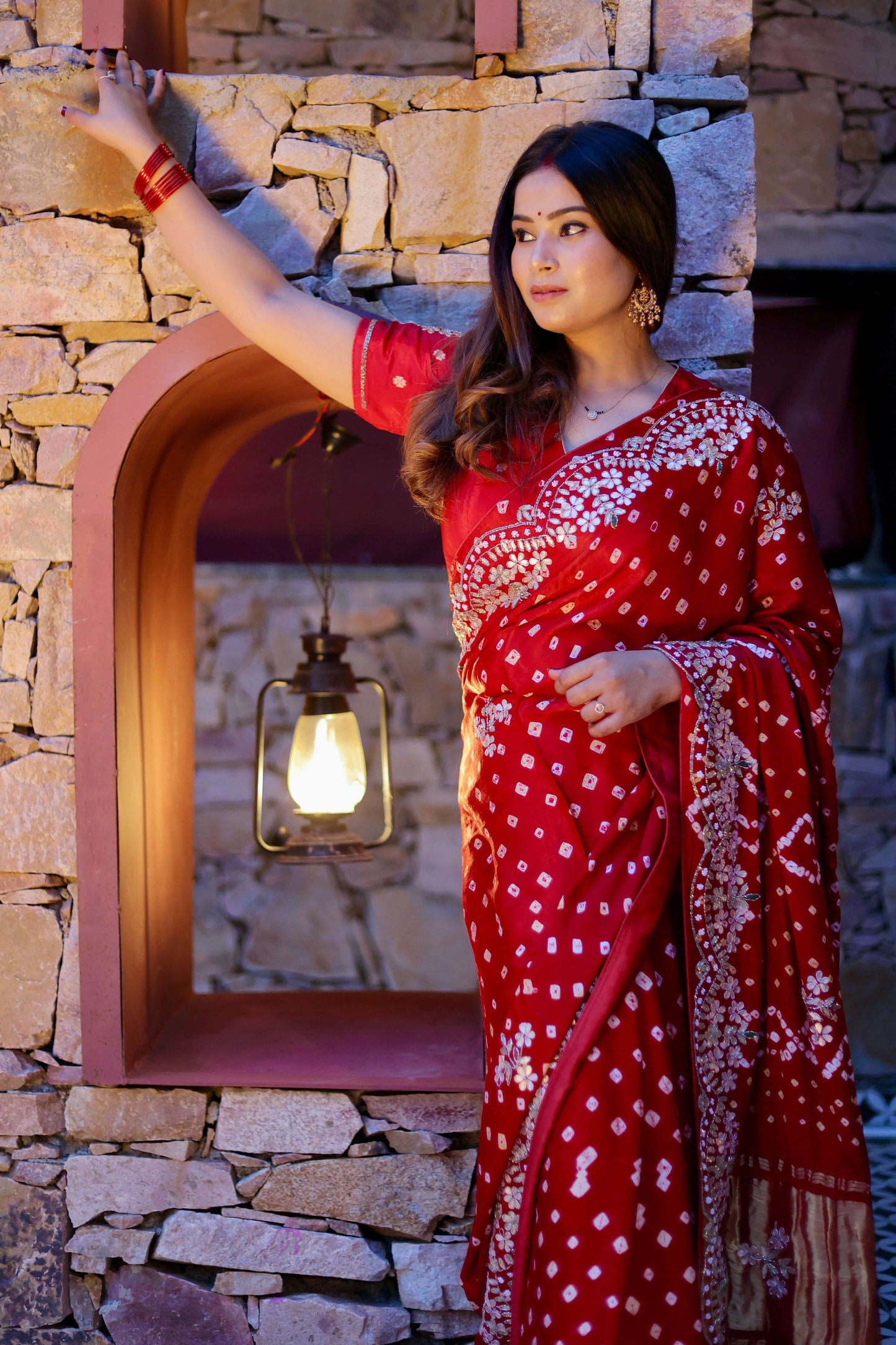 Sindoor Saaj – Karwa Chauth Special Designer Saree in Crimson Red