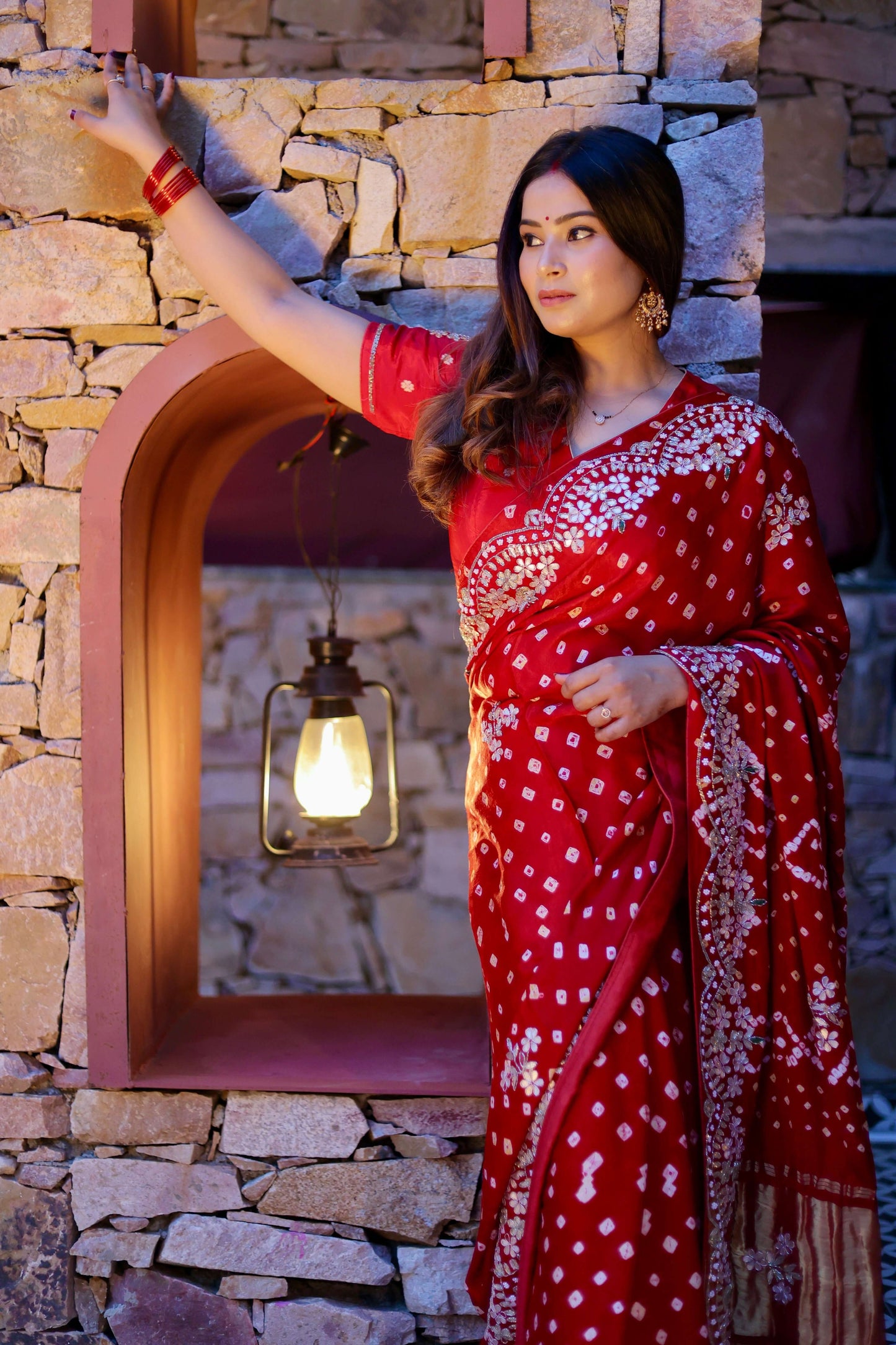 Sindoor Saaj – Karwa Chauth Special Designer Saree in Crimson Red