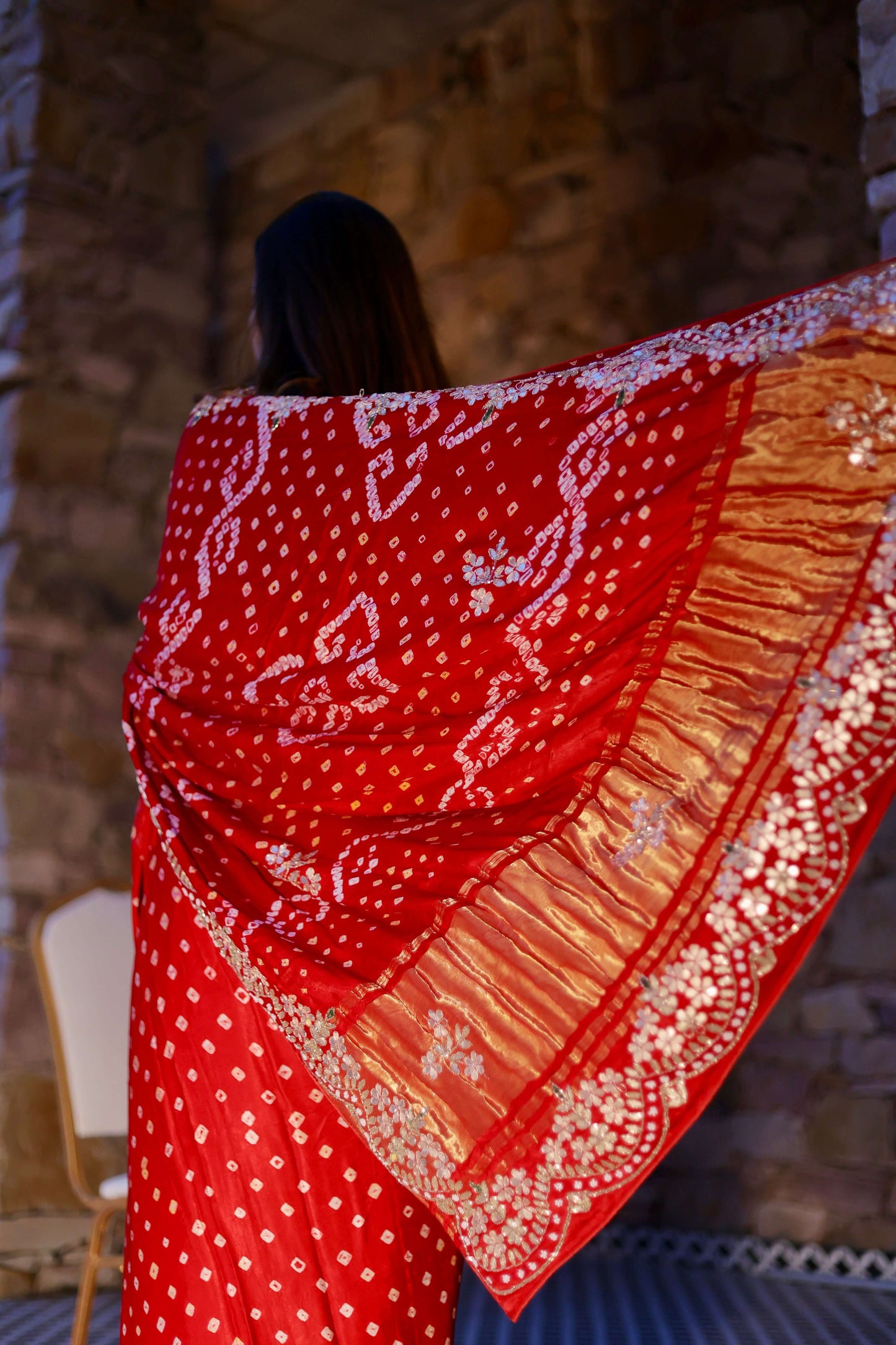 Sindoor Saaj – Karwa Chauth Special Designer Saree in Crimson Red