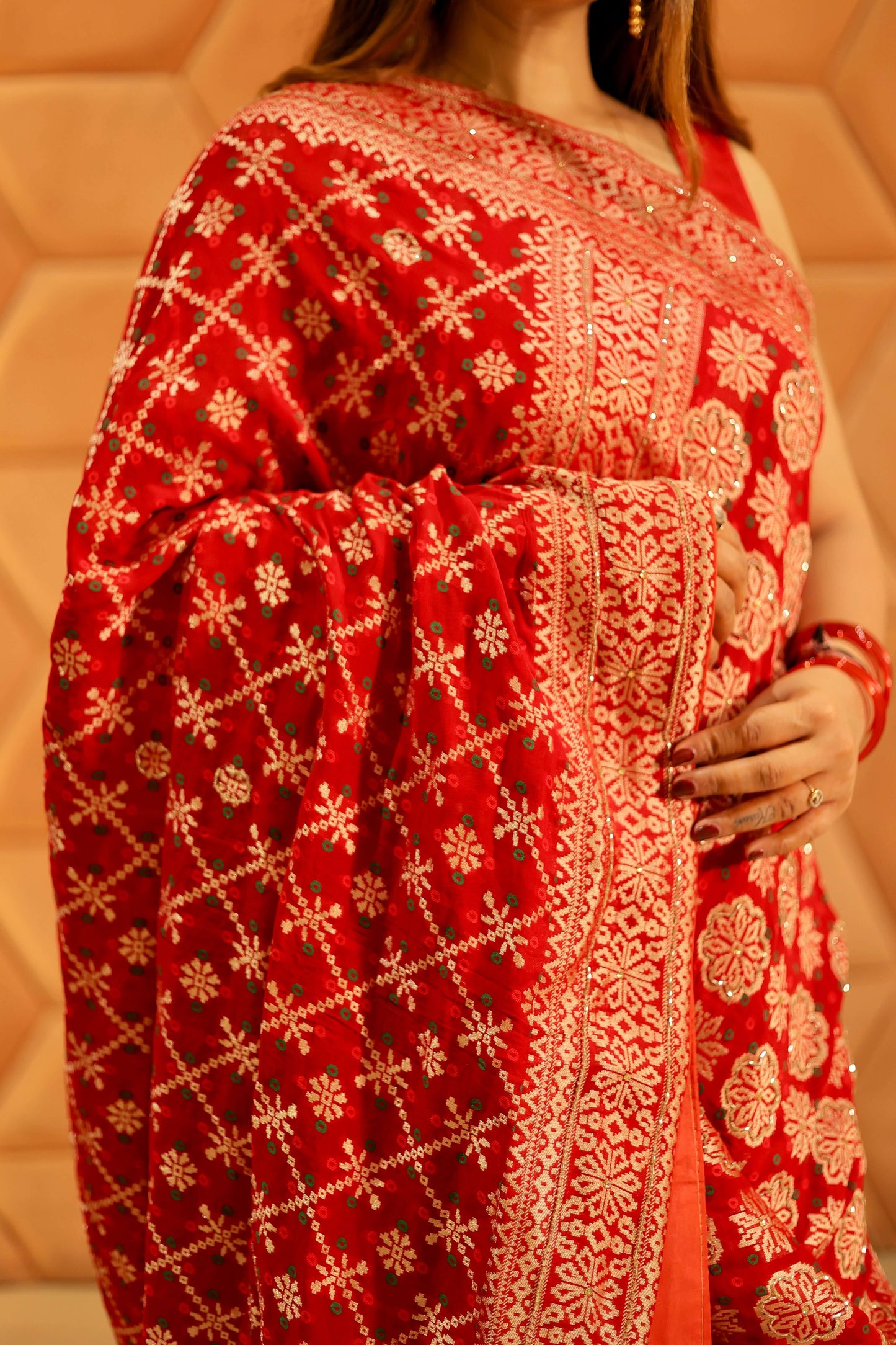 Sindoor Mohini – Karwa Chauth Special Woven Saree in Radiant Red