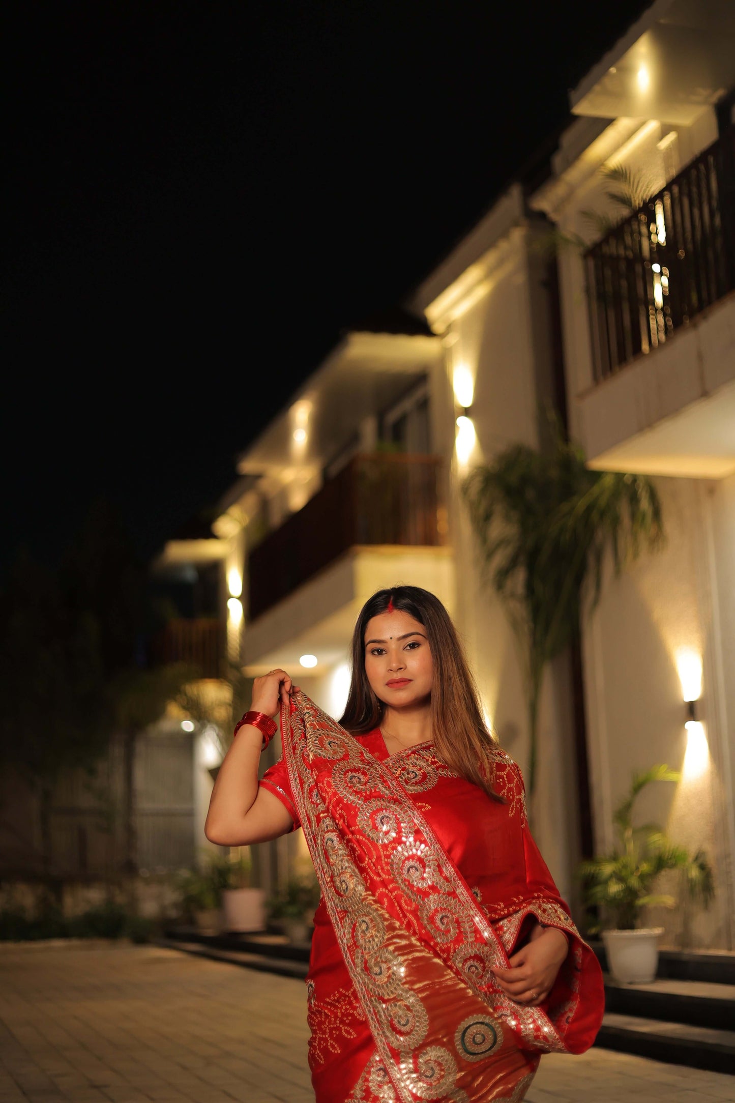 Sindoor Rooh – Karwa Chauth Special Silk Bandhani Saree with Gotta Patti Work
