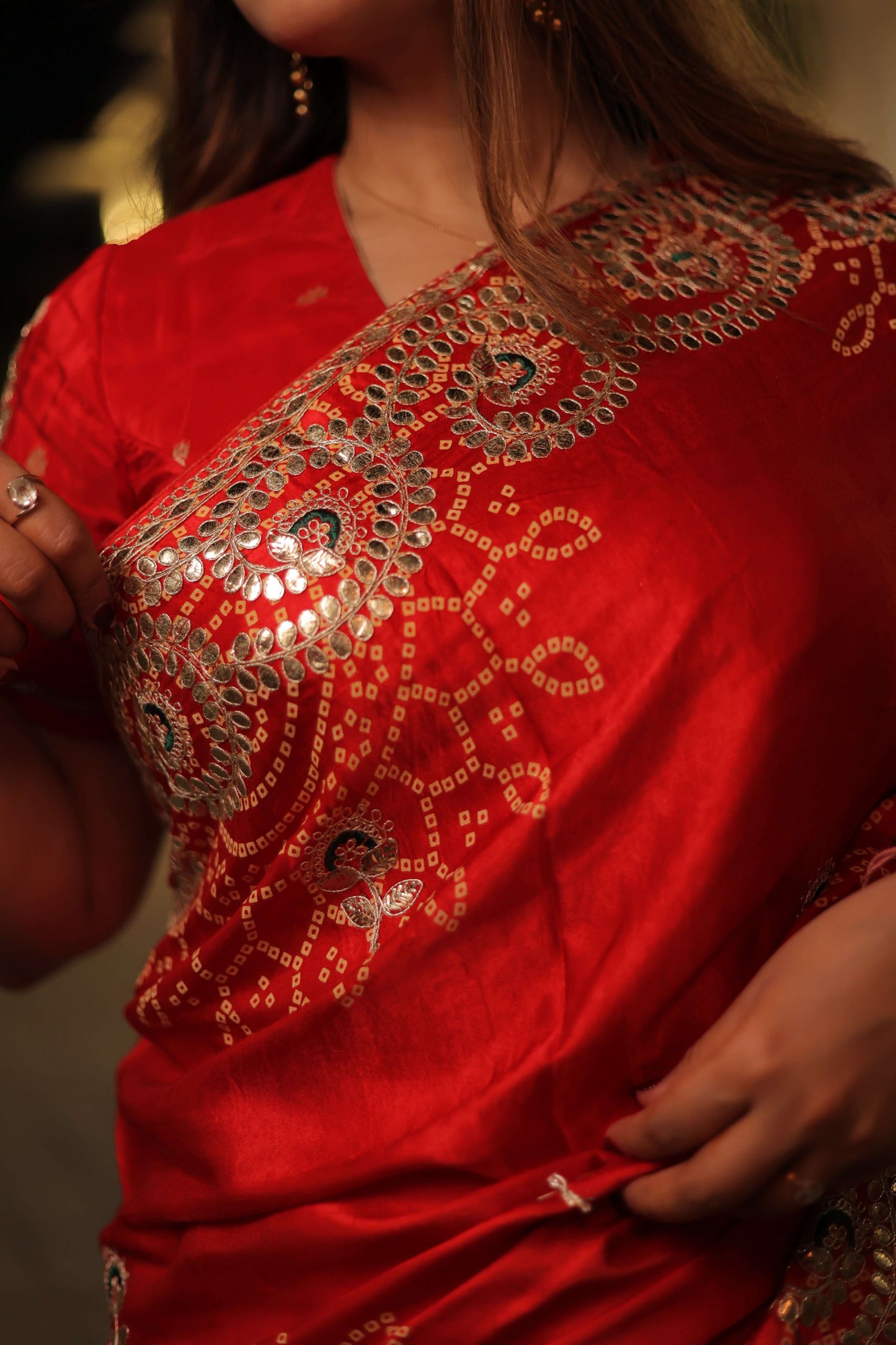 Sindoor Rooh – Karwa Chauth Special Silk Bandhani Saree with Gotta Patti Work