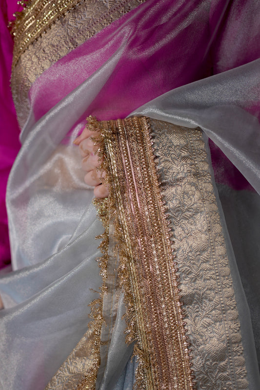 Banarasi Tissue Silk Saree – Premium Lace Border & Jaal Weaving Blouse