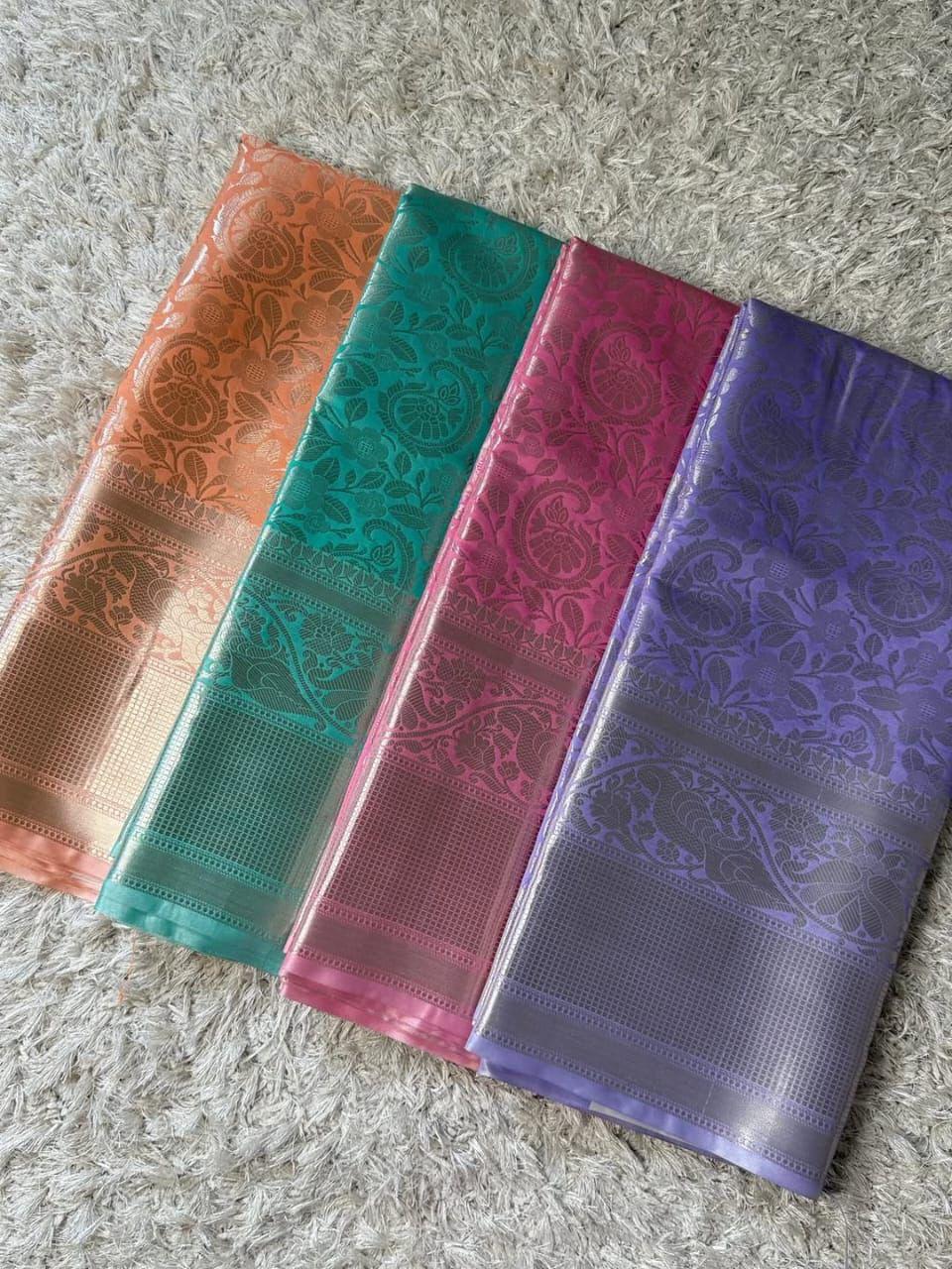 Lavender Amethyst Banarasi Silk Saree