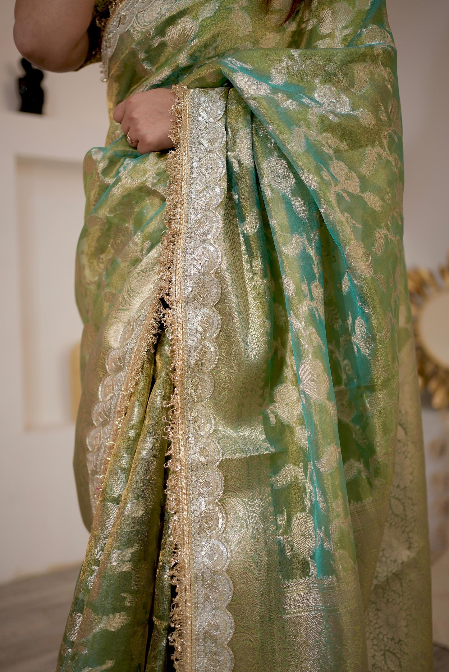 Maharani Green Brocade Elegance Saree