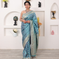 Turquoise Blue Banarasi Silk Saree with Silver Zari Weaving