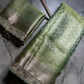Grape Banarasi Soft Kanchi Tissue Silk Saree with Lace Border & Brocade Blouse