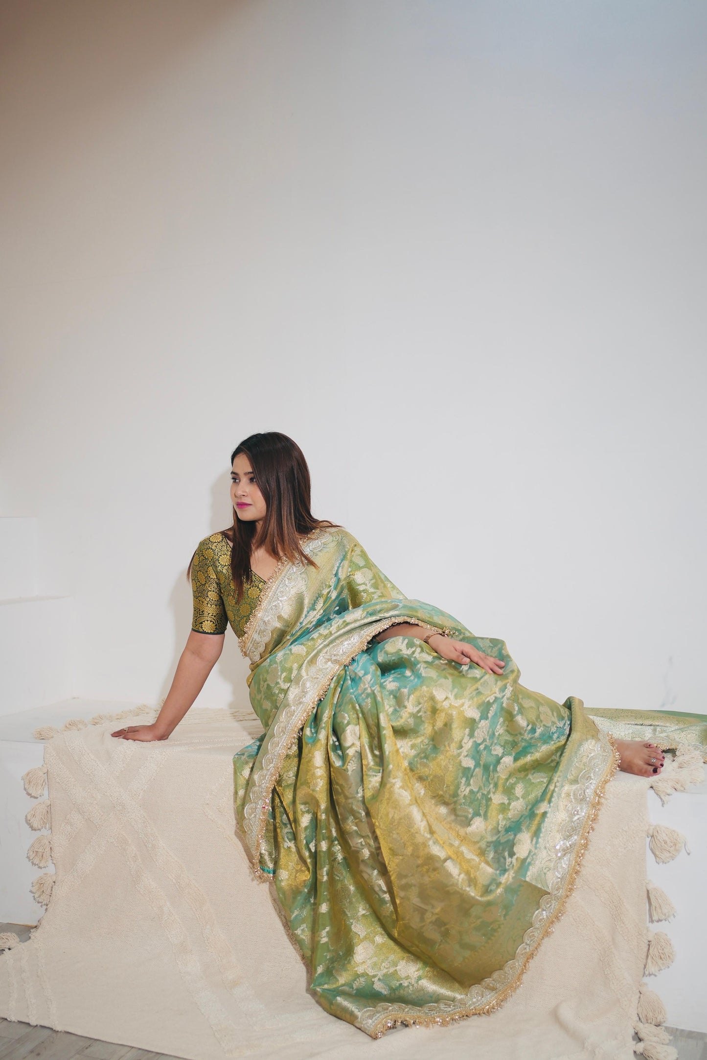 Maharani Green Brocade Elegance Saree