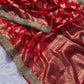 Banarasi Soft Khaddi Georgette Silk Saree with Buti Weaving & Lace Border