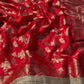 Banarasi Soft Khaddi Georgette Silk Saree with Buti Weaving & Lace Border
