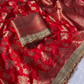 Banarasi Soft Khaddi Georgette Silk Saree with Buti Weaving & Lace Border