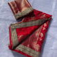Banarasi Soft Khaddi Georgette Silk Saree with Buti Weaving & Lace Border