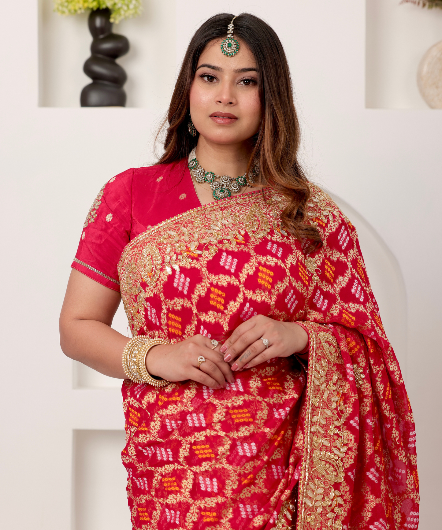 Sindoor Vilas – Pure Georgette Gajji Bandhej Saree