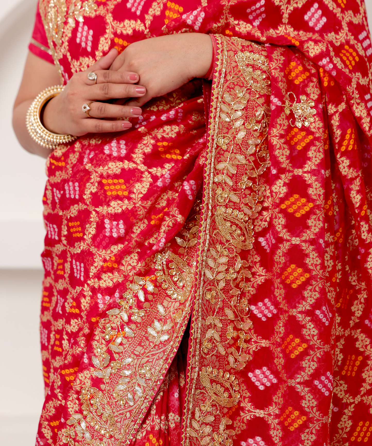 Sindoor Vilas – Pure Georgette Gajji Bandhej Saree