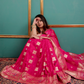 Fuchsia Pink Banarasi Art Silk Saree with Golden Zari Weaving