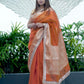 Elegant Rust Orange Banarasi Tissue Silk Saree with Lace Border