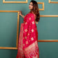 Fuchsia Pink Banarasi Art Silk Saree with Golden Zari Weaving