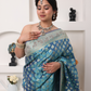 Turquoise Blue Banarasi Silk Saree with Silver Zari Weaving