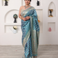 Turquoise Blue Banarasi Silk Saree with Silver Zari Weaving