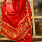 Sindoor Shringar – Karwa Chauth Special Saree in Ruby Red with Golden Detailing