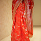 Red Banarasi Soft Georgette Silk Saree with Lace Border