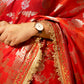 Red Banarasi Soft Georgette Silk Saree with Lace Border