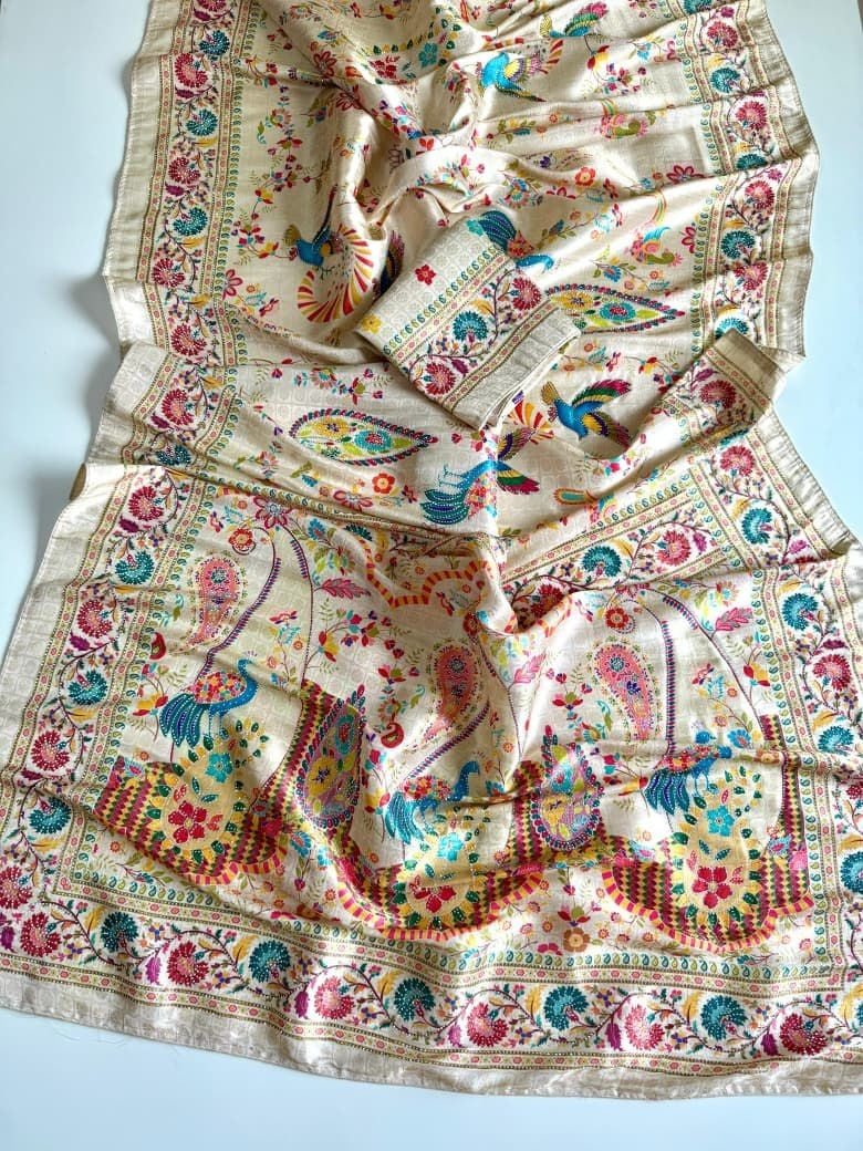 Rainbow Noor Jacquard Silk Saree