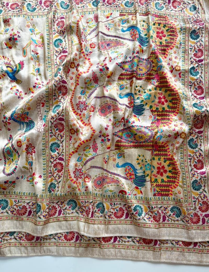 Rainbow Noor Jacquard Silk Saree