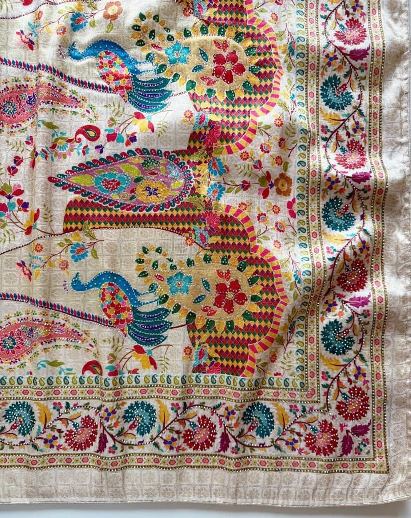 Rainbow Noor Jacquard Silk Saree