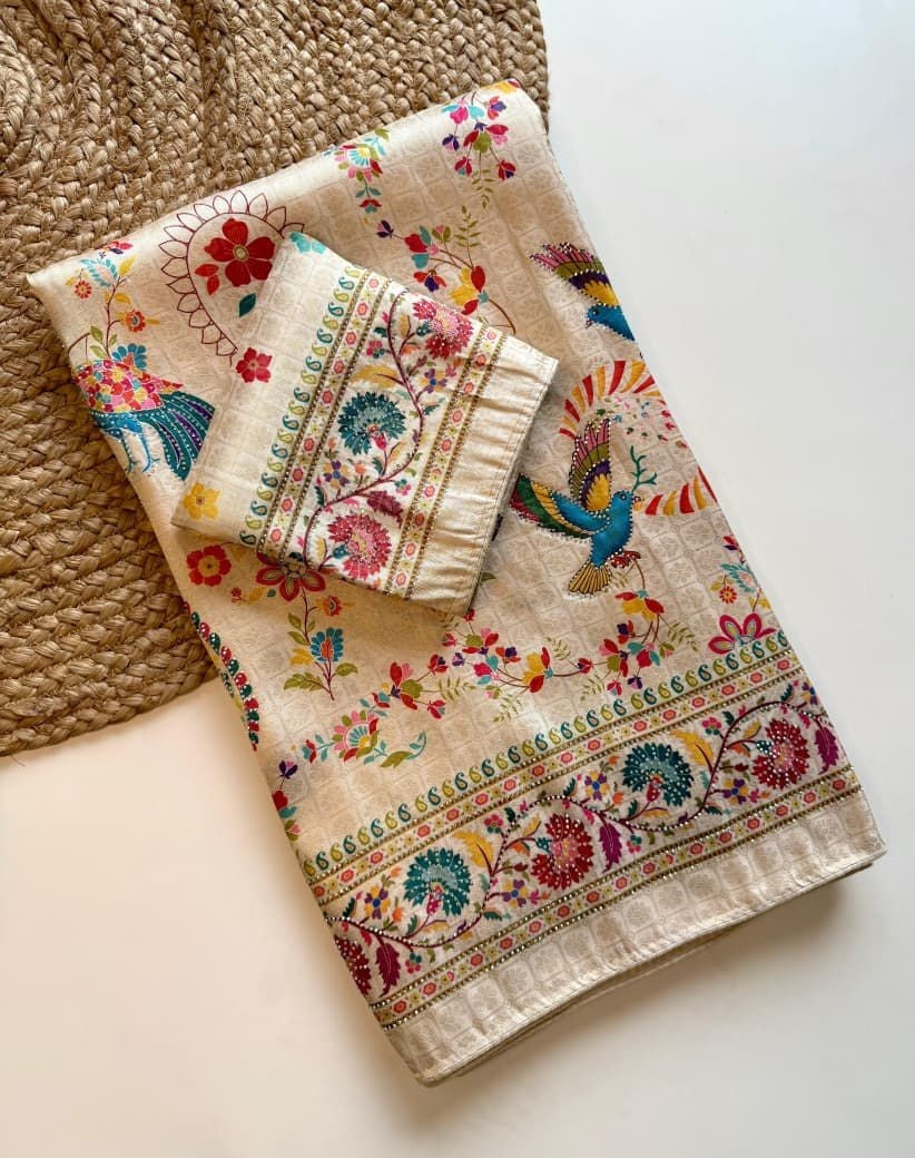 Rainbow Noor Jacquard Silk Saree
