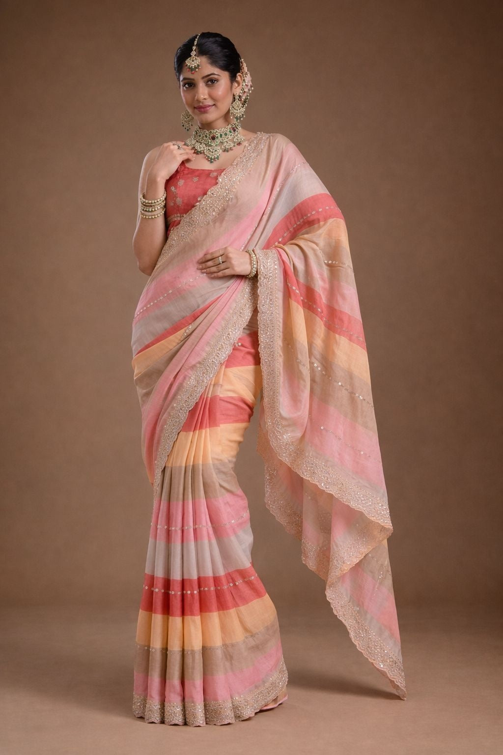 Golden Grace Designer Sequins Saree
