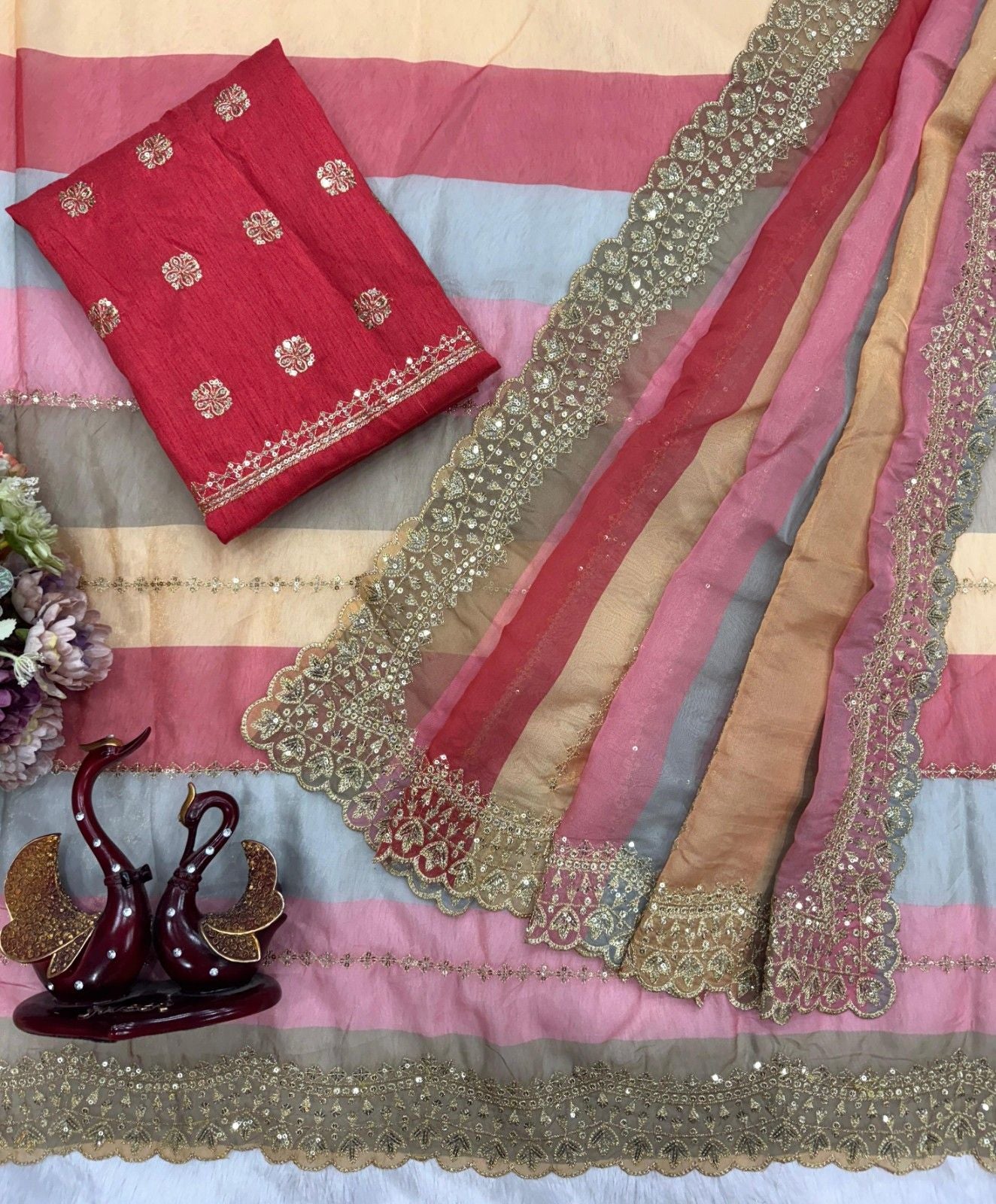 Golden Grace Designer Sequins Saree