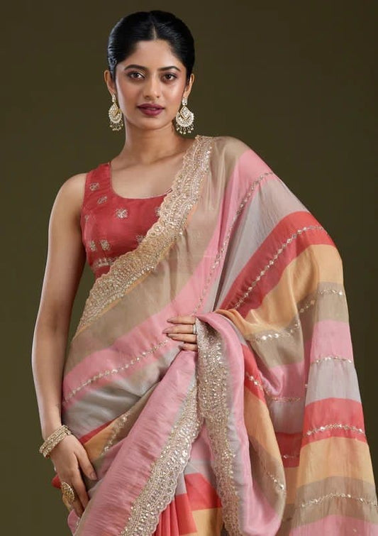 Golden Grace Designer Sequins Saree
