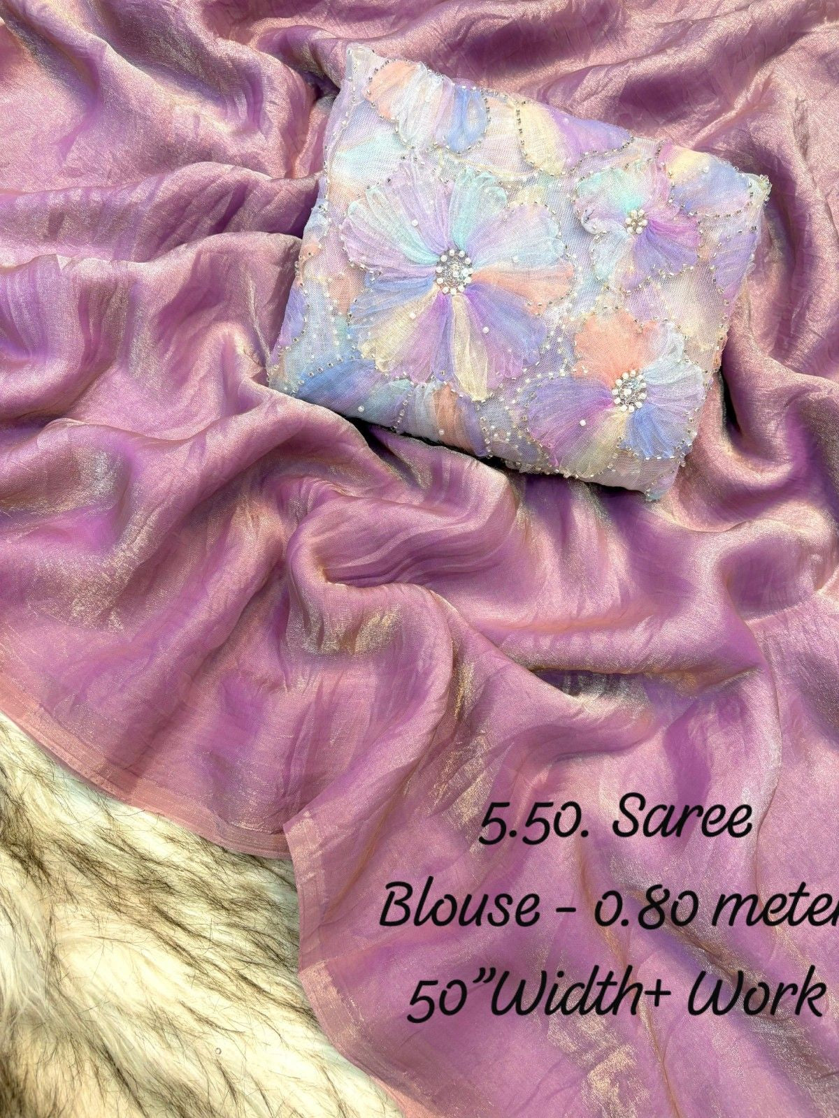 Soft Fandy Satin Silk Designer Saree