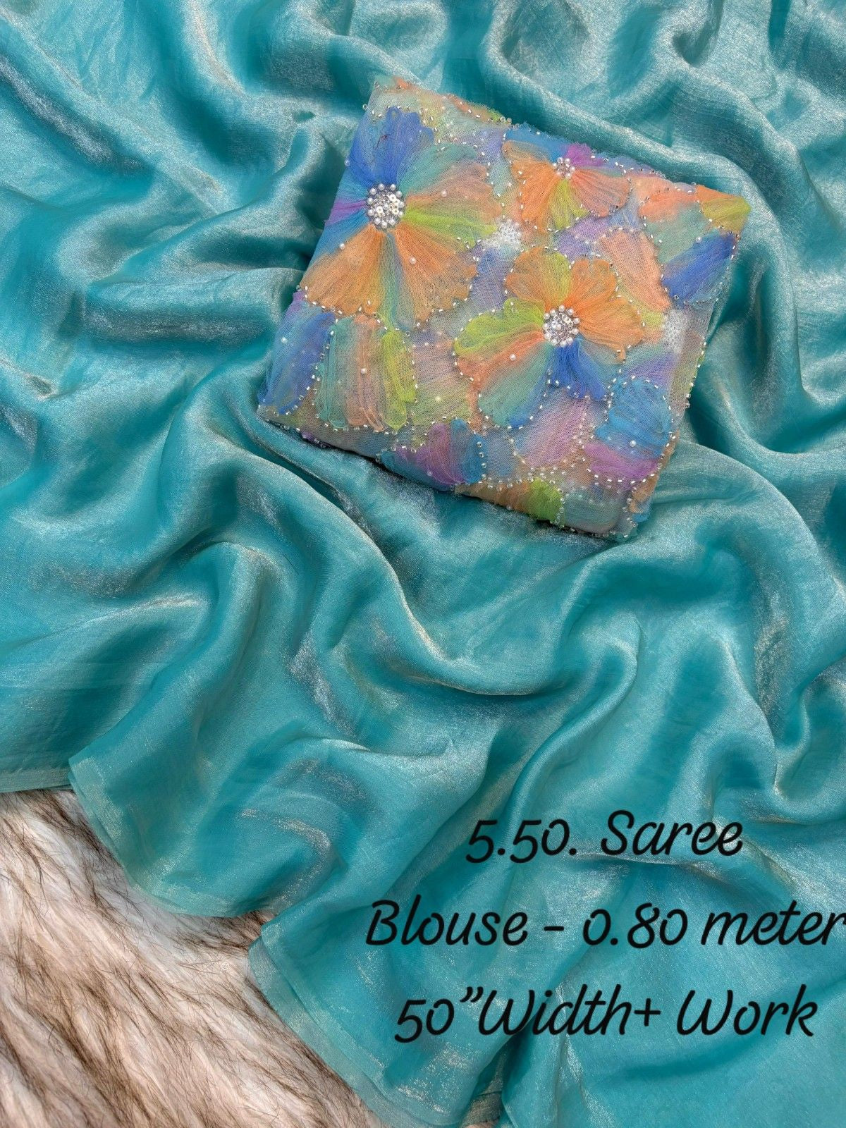 Soft Fandy Satin Silk Designer Saree