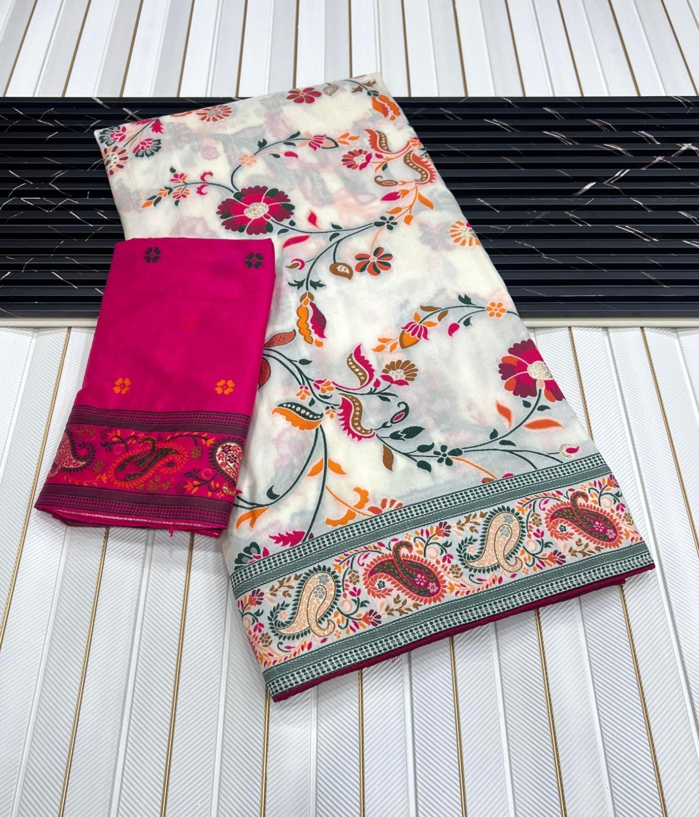 Rajwadi Kashmiri Pashmina Weaving Saree