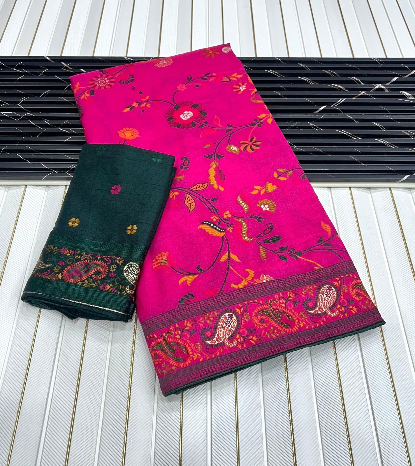 Rajwadi Kashmiri Pashmina Weaving Saree