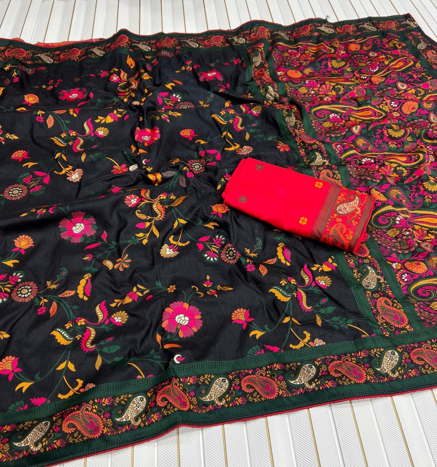 Rajwadi Kashmiri Pashmina Weaving Saree