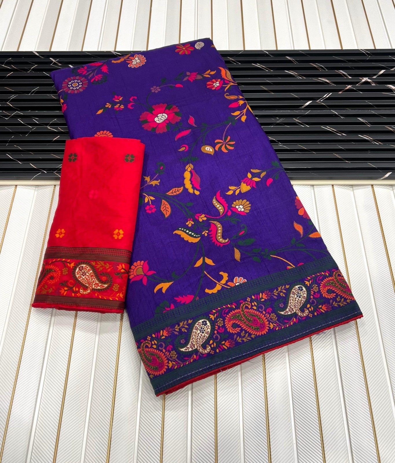 Rajwadi Kashmiri Pashmina Weaving Saree