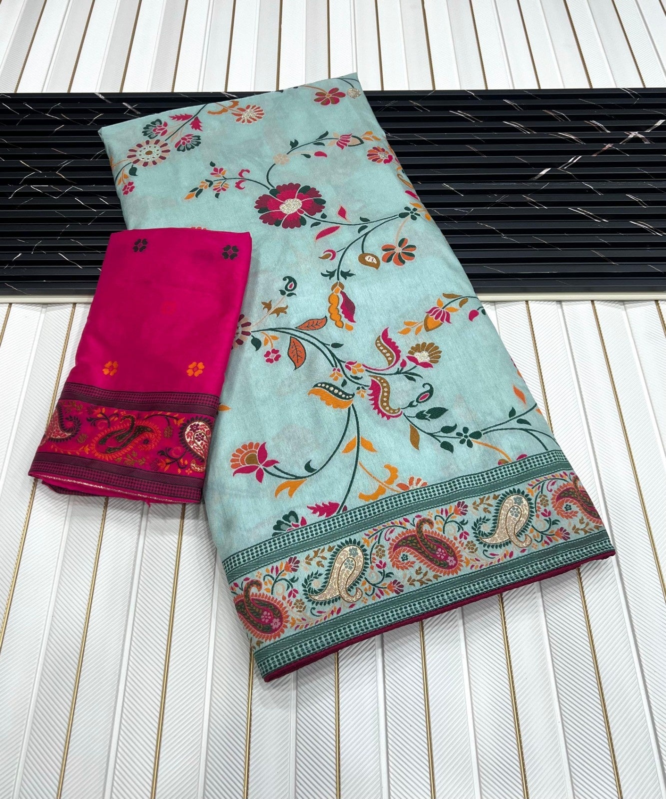 Rajwadi Kashmiri Pashmina Weaving Saree
