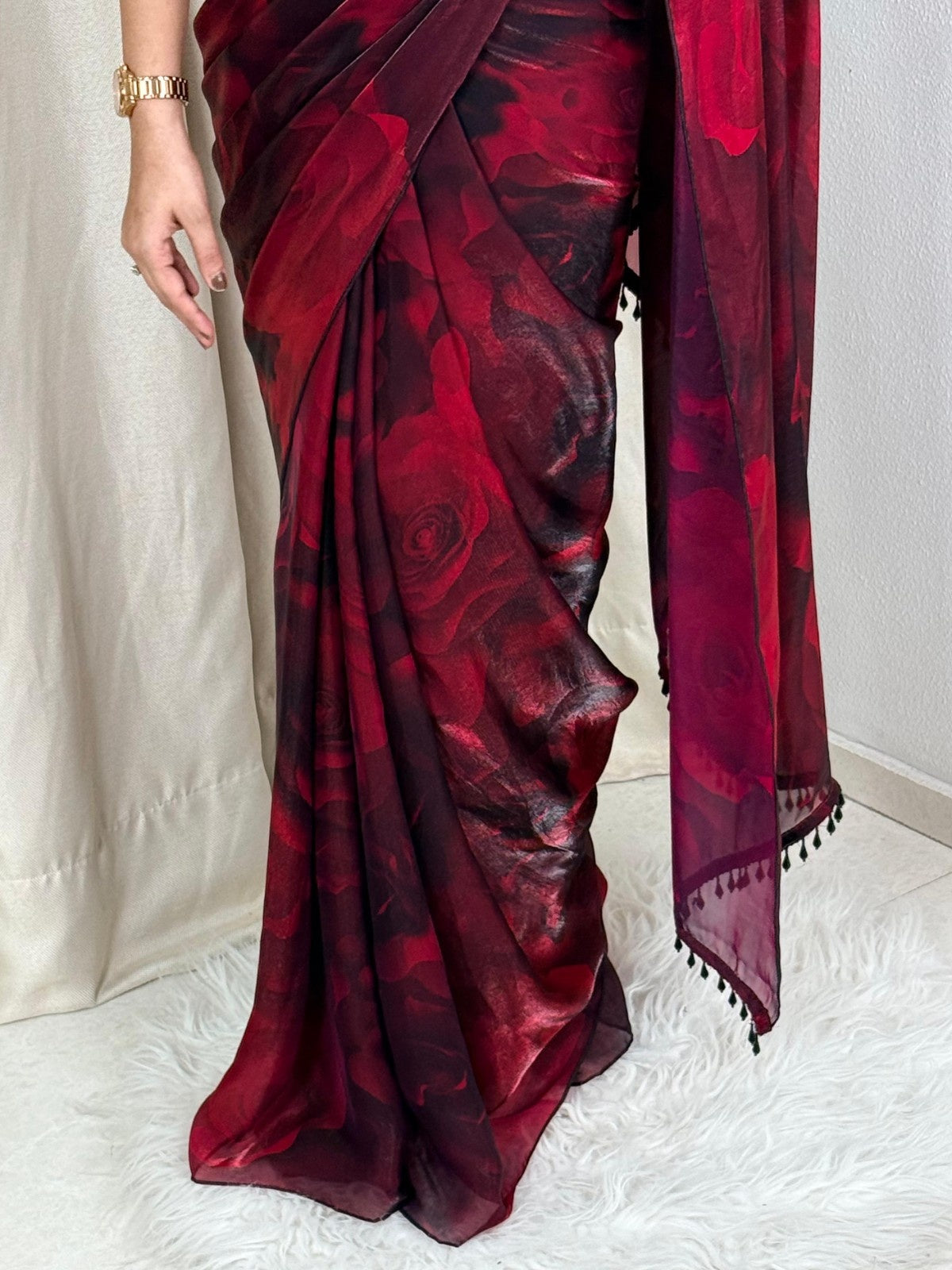 Victoria Beads Satin Designer Saree