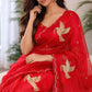 IRA Reet Tulips – Handwork Moss Chiffon Saree