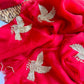 IRA Reet Tulips – Handwork Moss Chiffon Saree