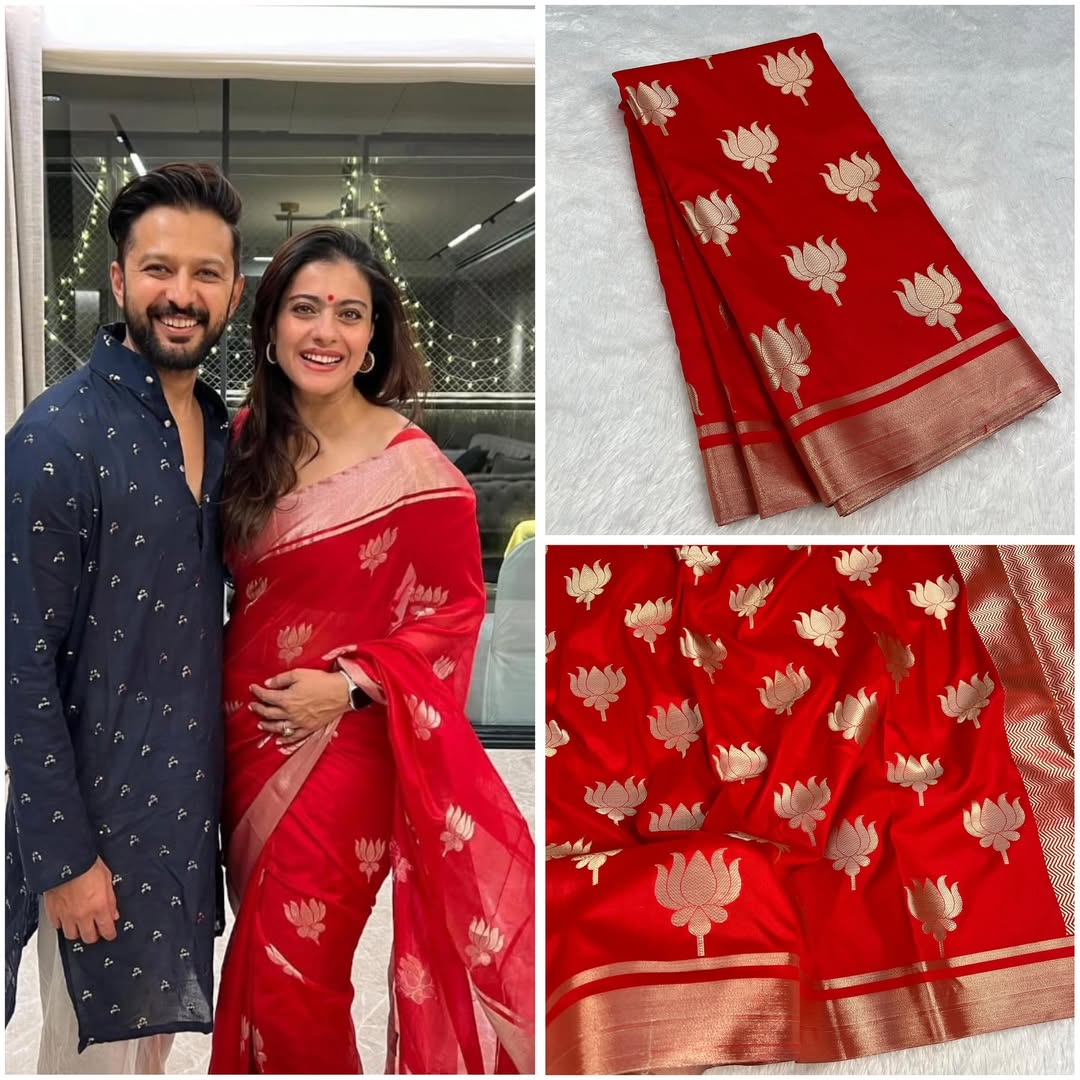 RED Banarasi Soft Semi Katan Silk Saree