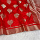 RED Banarasi Soft Semi Katan Silk Saree