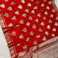 RED Banarasi Soft Semi Katan Silk Saree