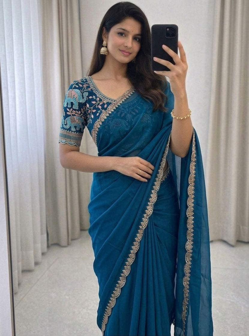 Rangoli Silk Multi Embroidery Saree